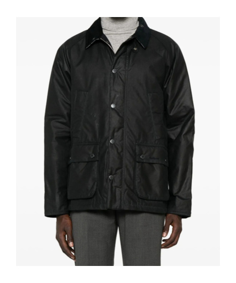 Barbour Corduroy-collar Flap-pocket Jacket In Black