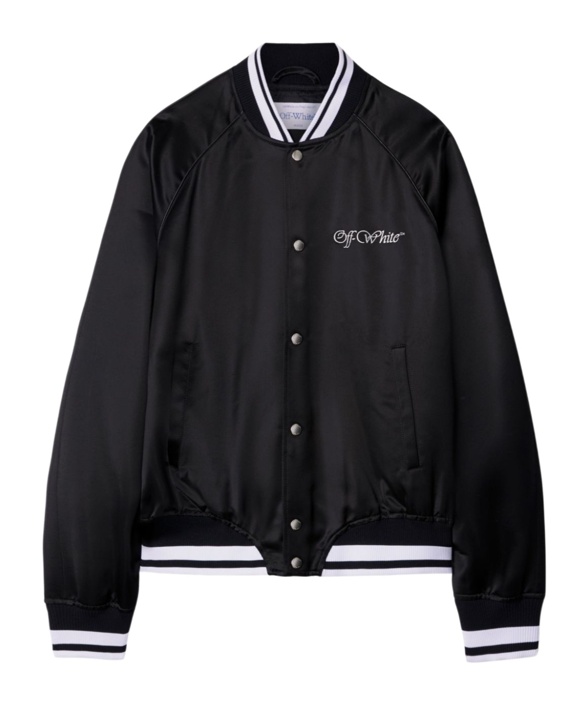 Shop Off-white College Satin Bomber Jacket In Black