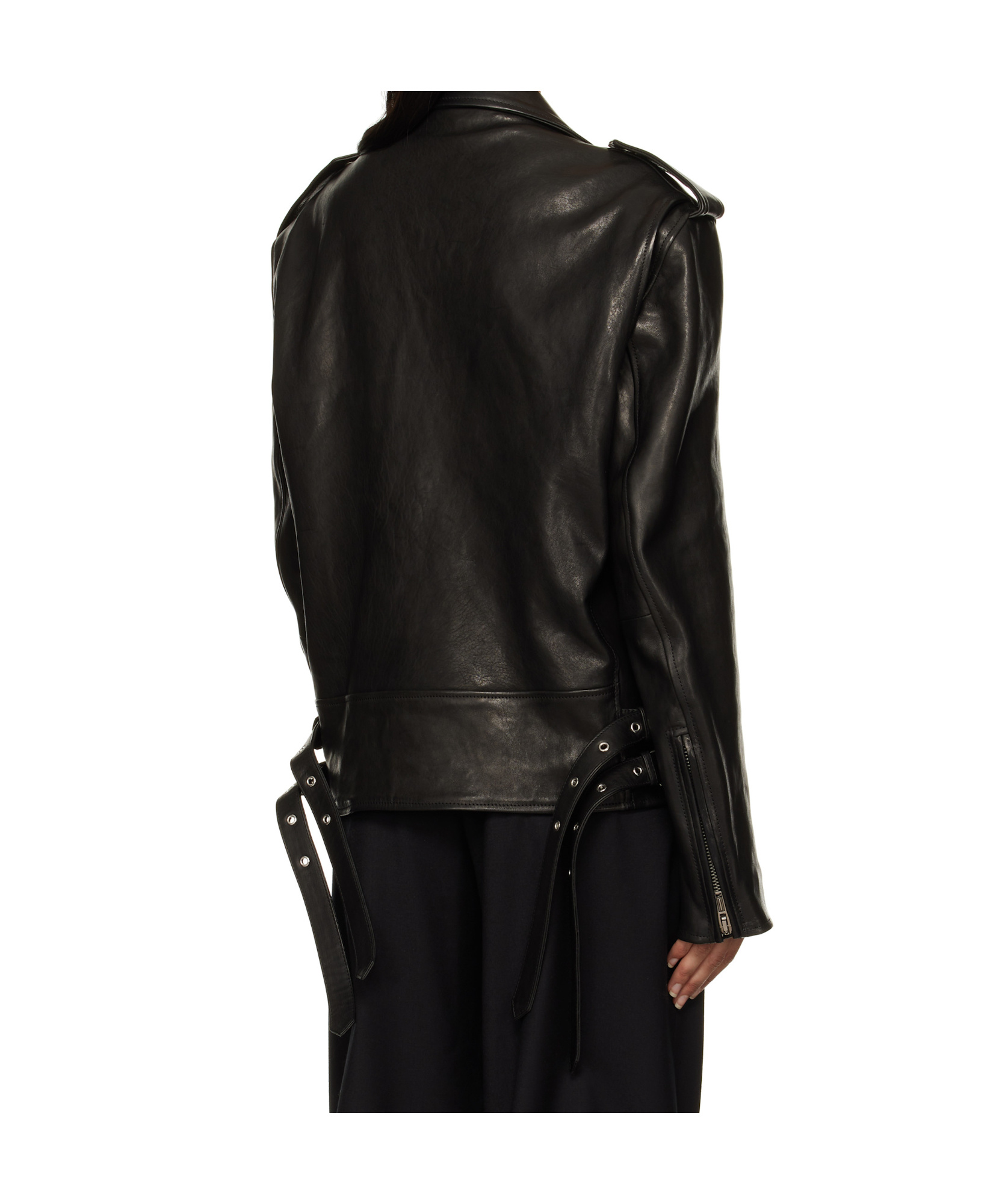 Shop Ann Demeulemeester Long-sleeved Leather Jacket In Black