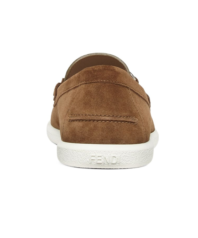 Shop Fendi Brown Suede Loafers