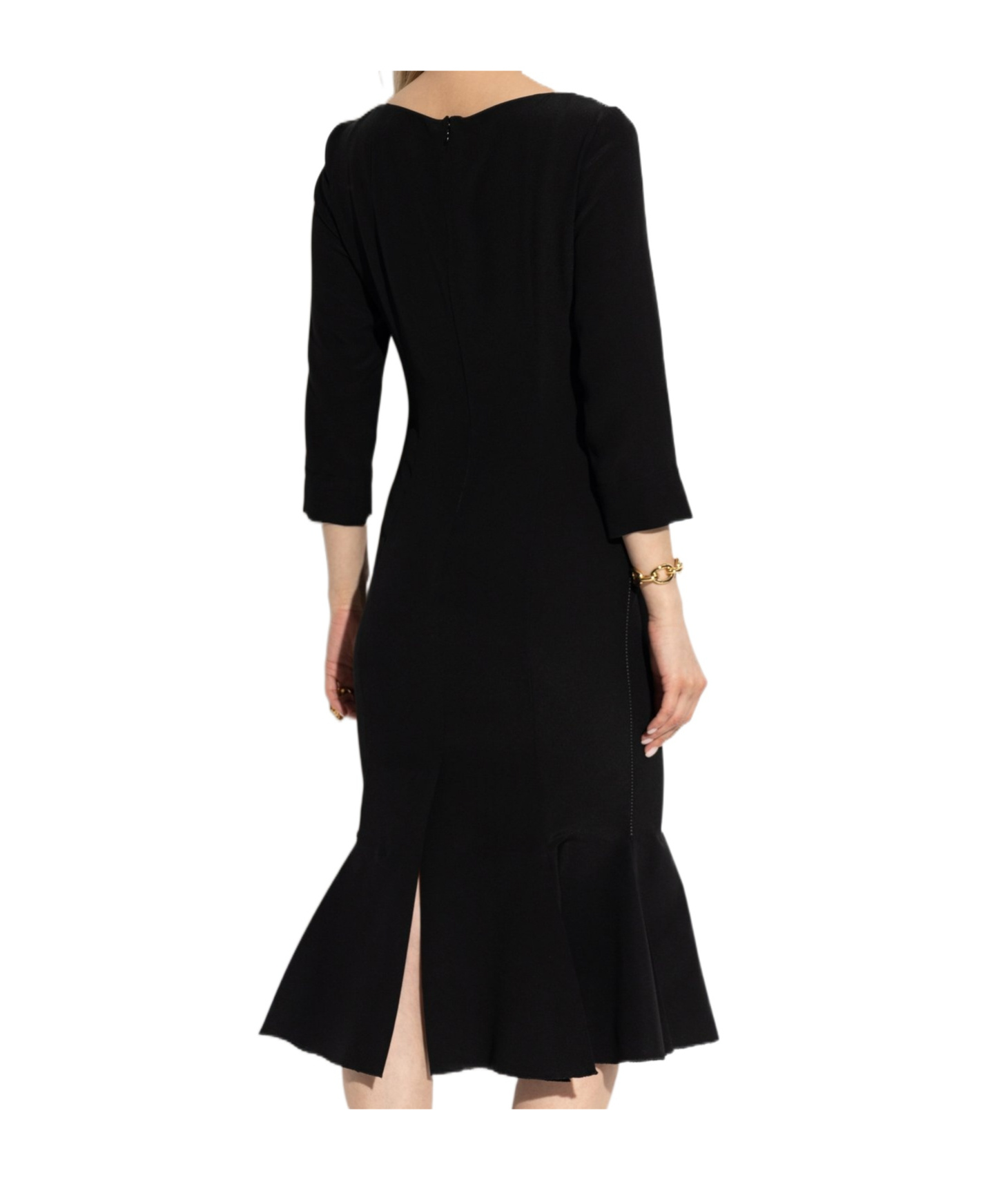 Marni Fluted-hem Midi Dress In Black