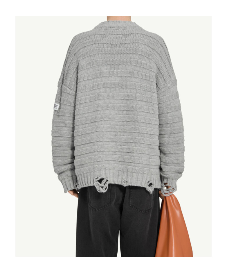 Mm6 Maison Margiela Mm6 By Maison Margiela Textured Ribbed Grey Sweater With Button-down Front In Gray