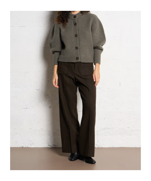 Soeur Round-neck Wool Cardigan In Green