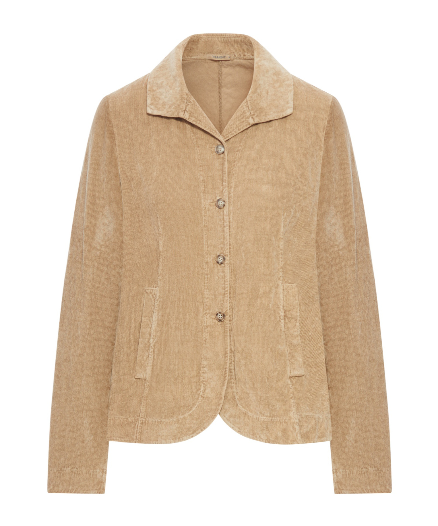 Transit Flared Velvet Ribbed Jacket In Brown