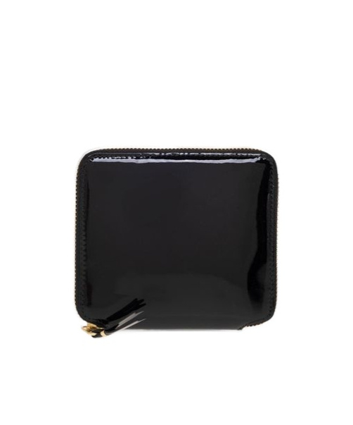 Comme Des Garçons Wallet Patent Polka Dot Zipped Wallet In Black