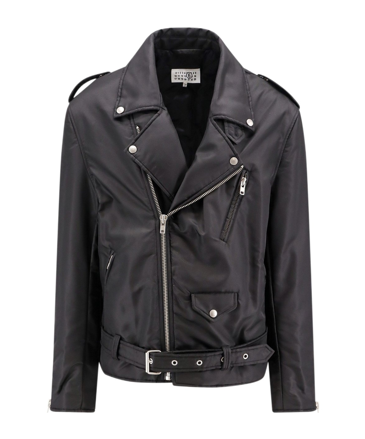 Mm6 Maison Margiela Mm6 By Maison Margiela Nylon Biker Jacket With Adjustable Belt And Multiple Pockets In Black