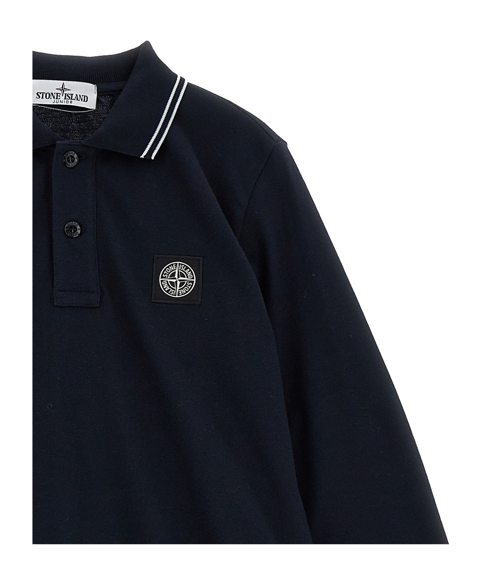 Stone Island Long-sleeved Polo Shirt In Blue