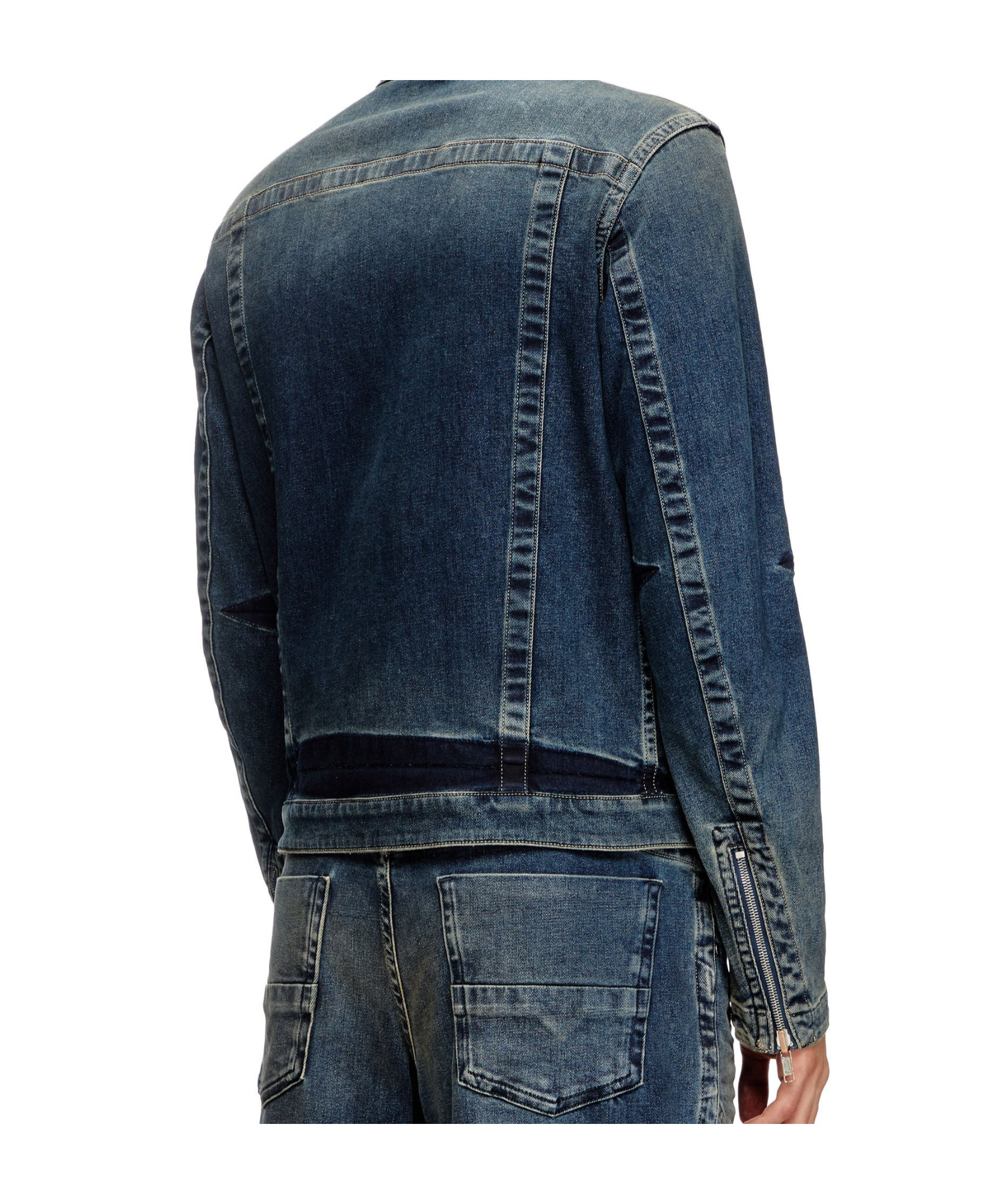 Diesel Moto Jacket In Rehab Denim In Dark Blue