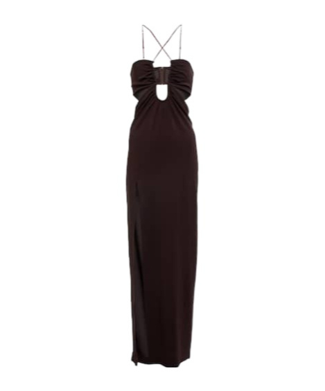 Nensi Dojaka Cutout Jersey Maxi Dress In Brown