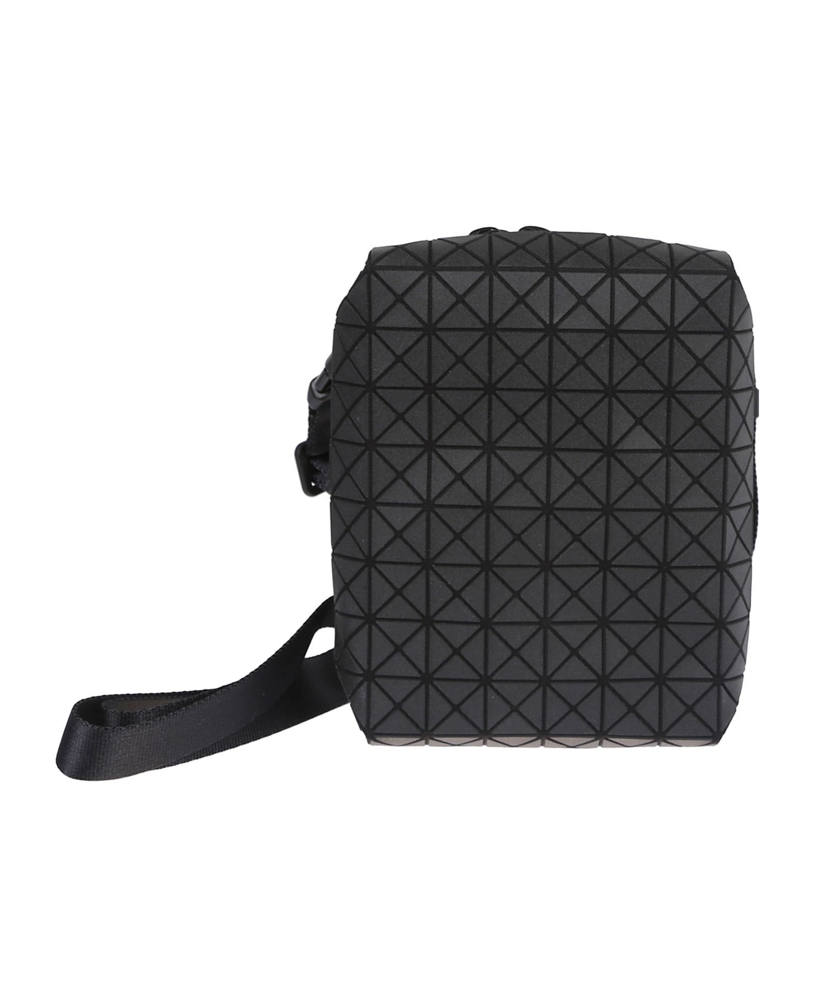 Bao Bao Issey Miyake Geometric Texture Leather Shoulder Bag With Zip Closure In Black