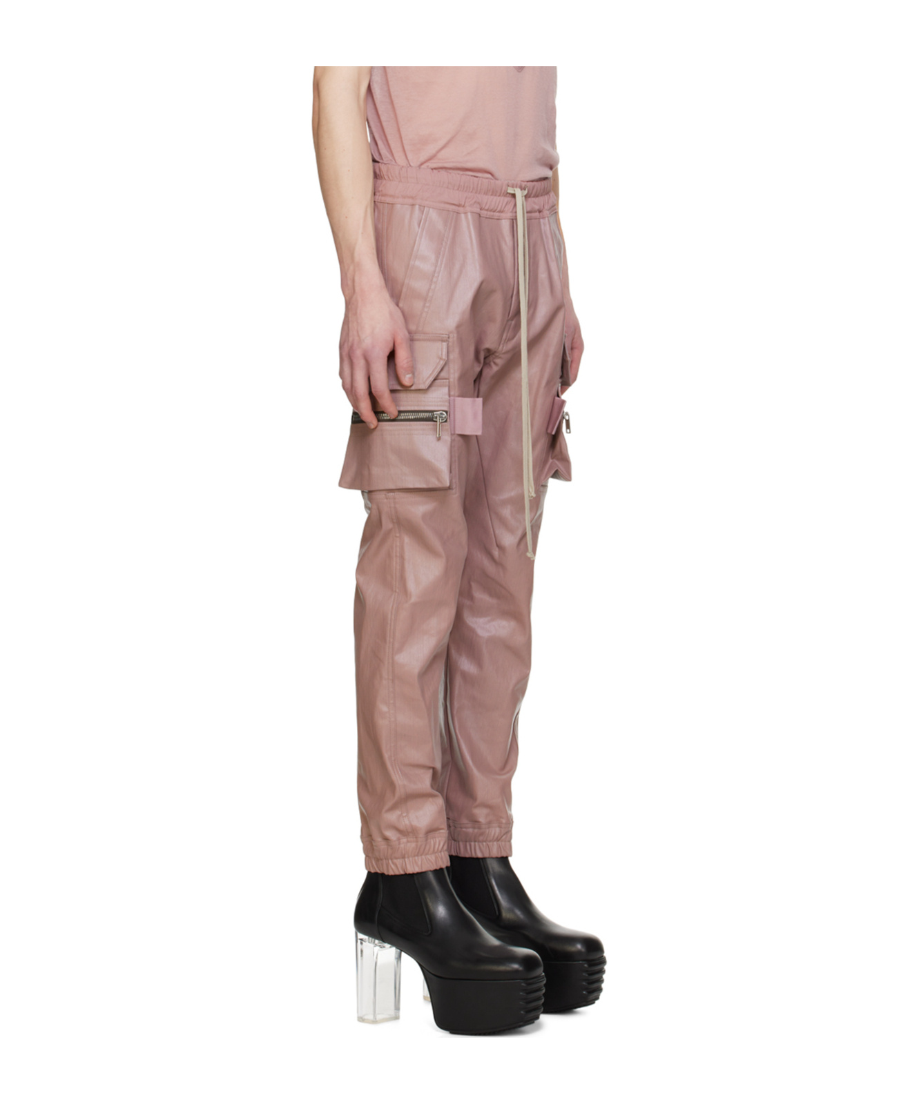 Rick Owens Pink Mastodon Denim Cargo Pants In Pink
