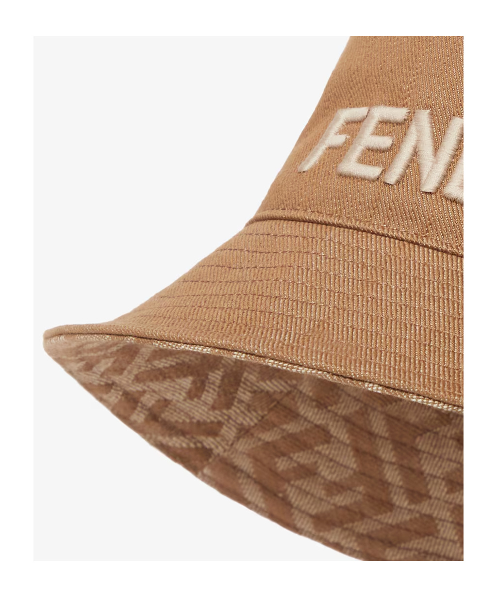 Fendi Reversible Brown Canvas Bucket Hat In Brown