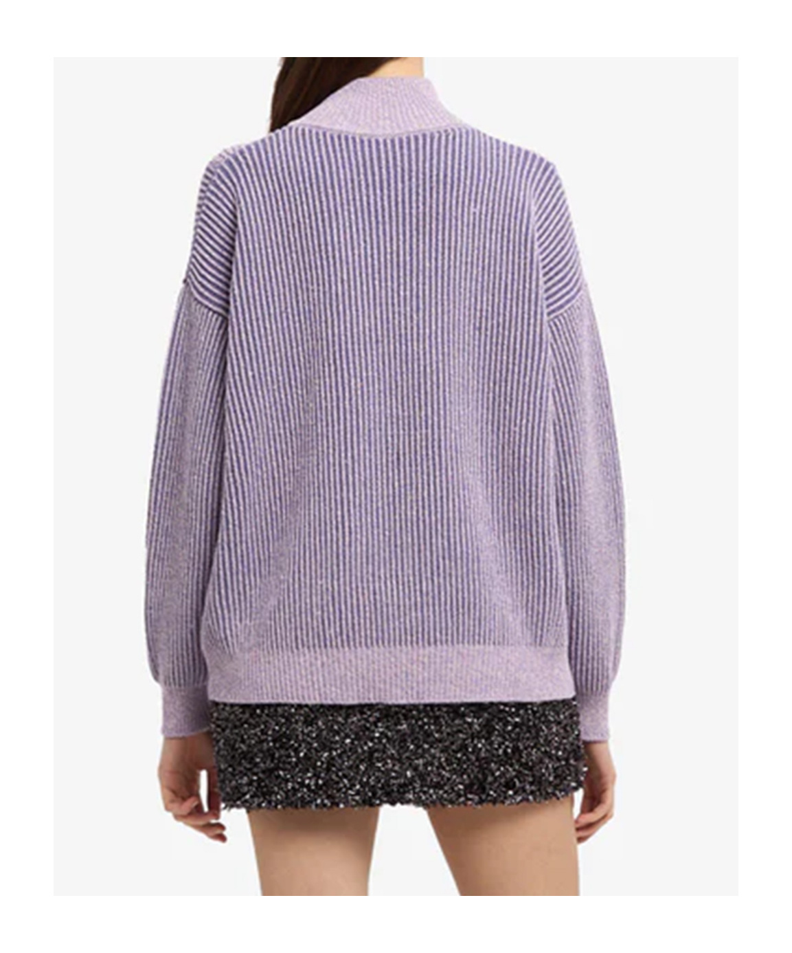 Gcds Ribbed Low Logo Half Zip Sweater In Purple
