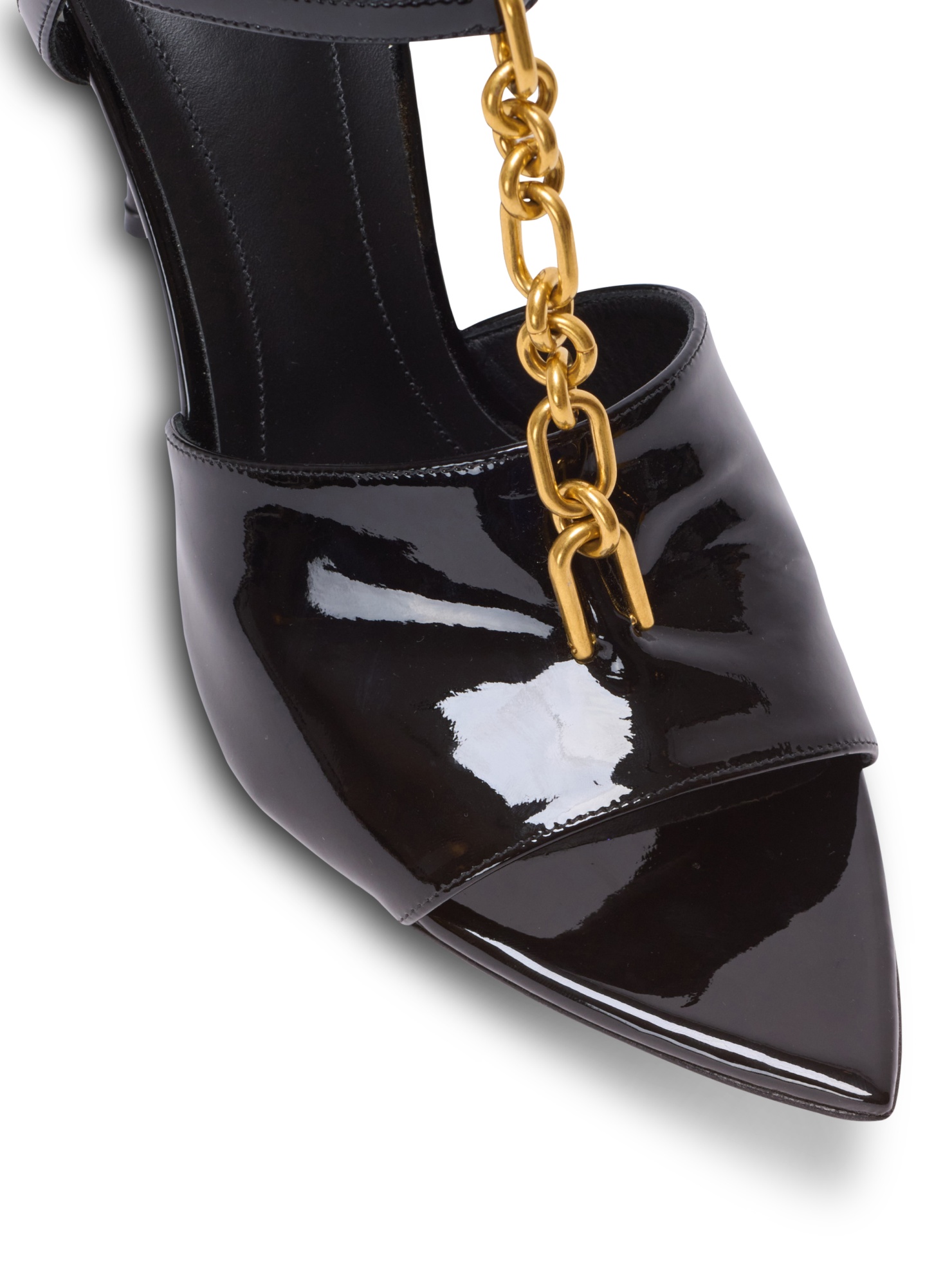 Balmain Sync Patent Leather Sandals With Heel In Black