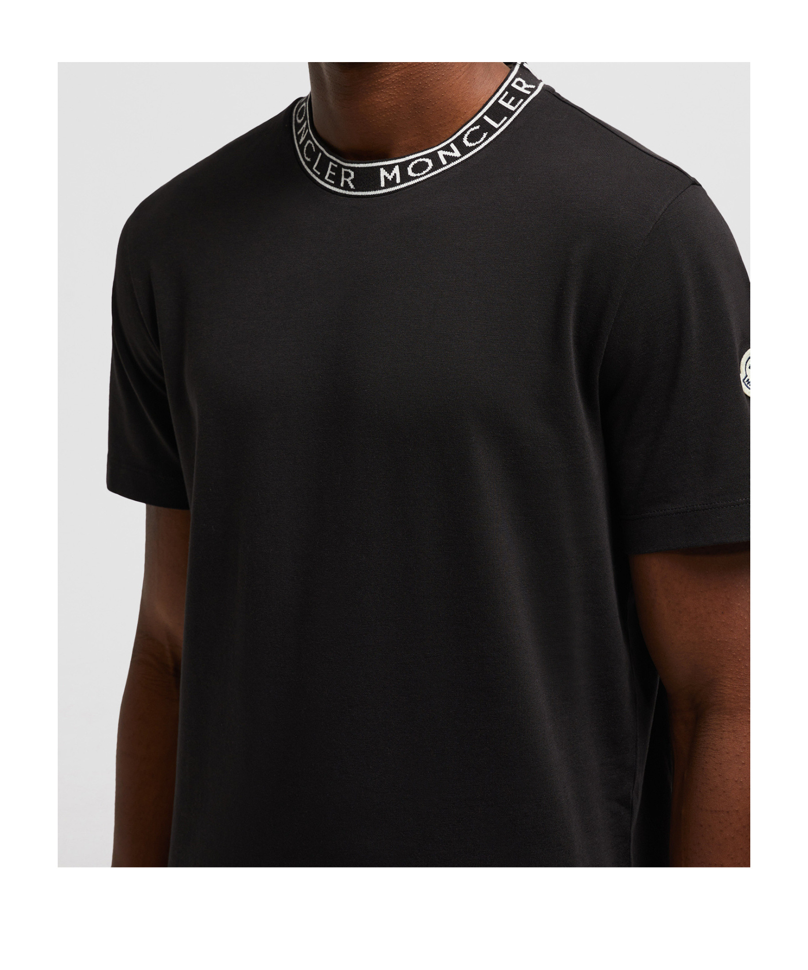 Moncler Short-sleeved Cotton T-shirt In Black