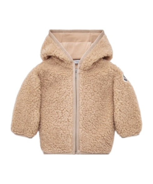 Moncler Babies' Teddy Zip-up Hoodie In Brown