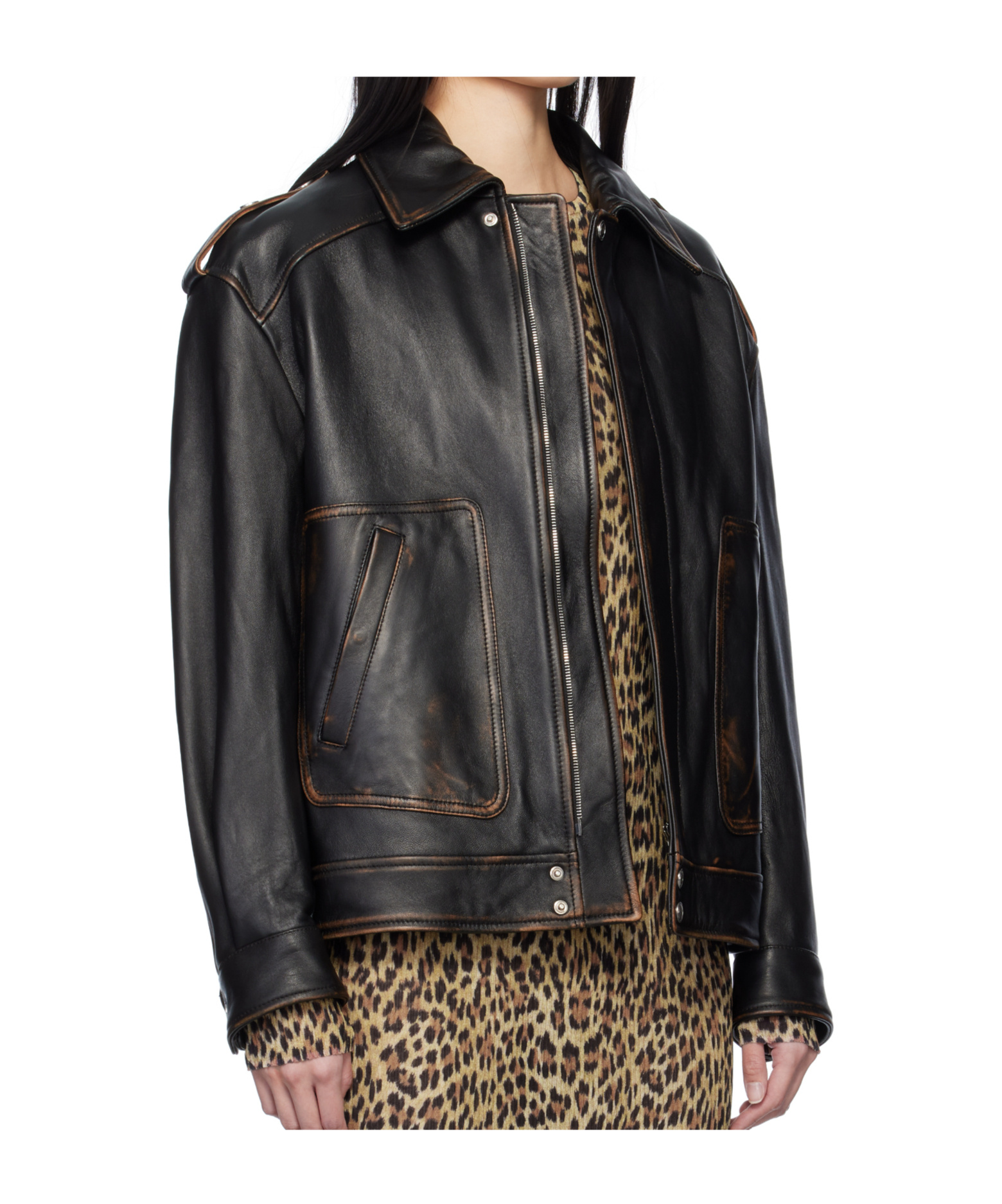 Blumarine Leather Jacket In Black