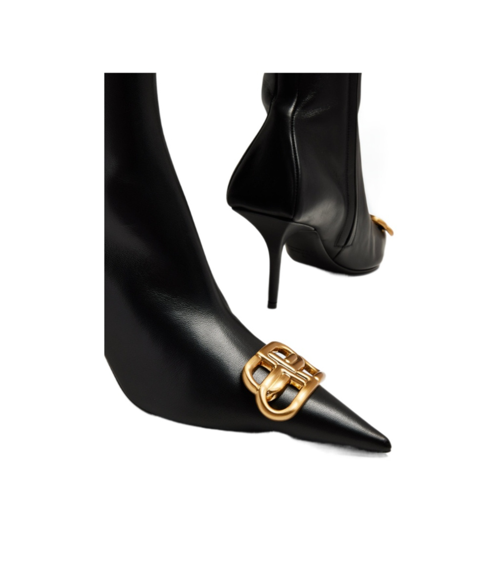Balenciaga Black Nappa Leather Squared Knife Bb Boots In Black