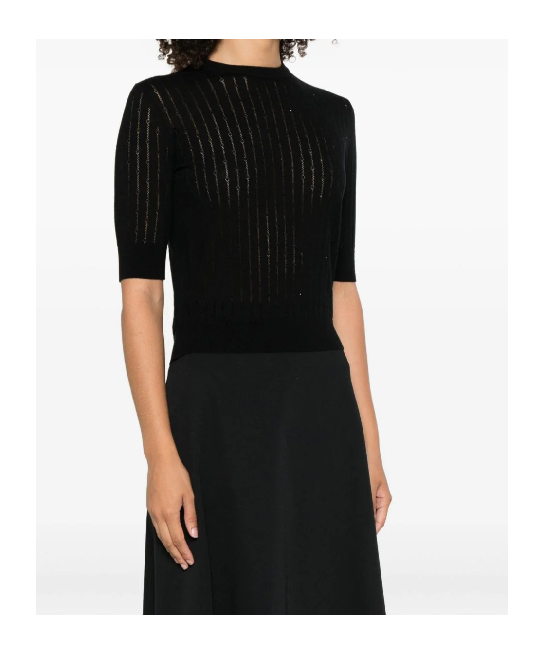 Max Mara Crew Neck Sweater In Black