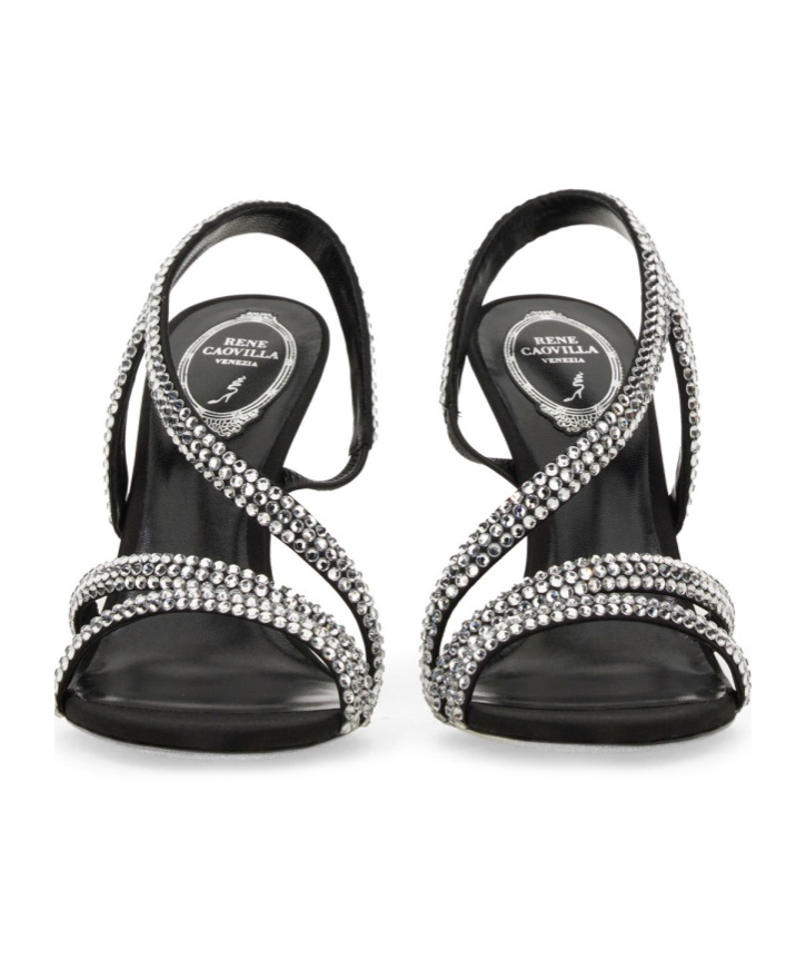 René Caovilla 105mm Lisa Sandals In Black