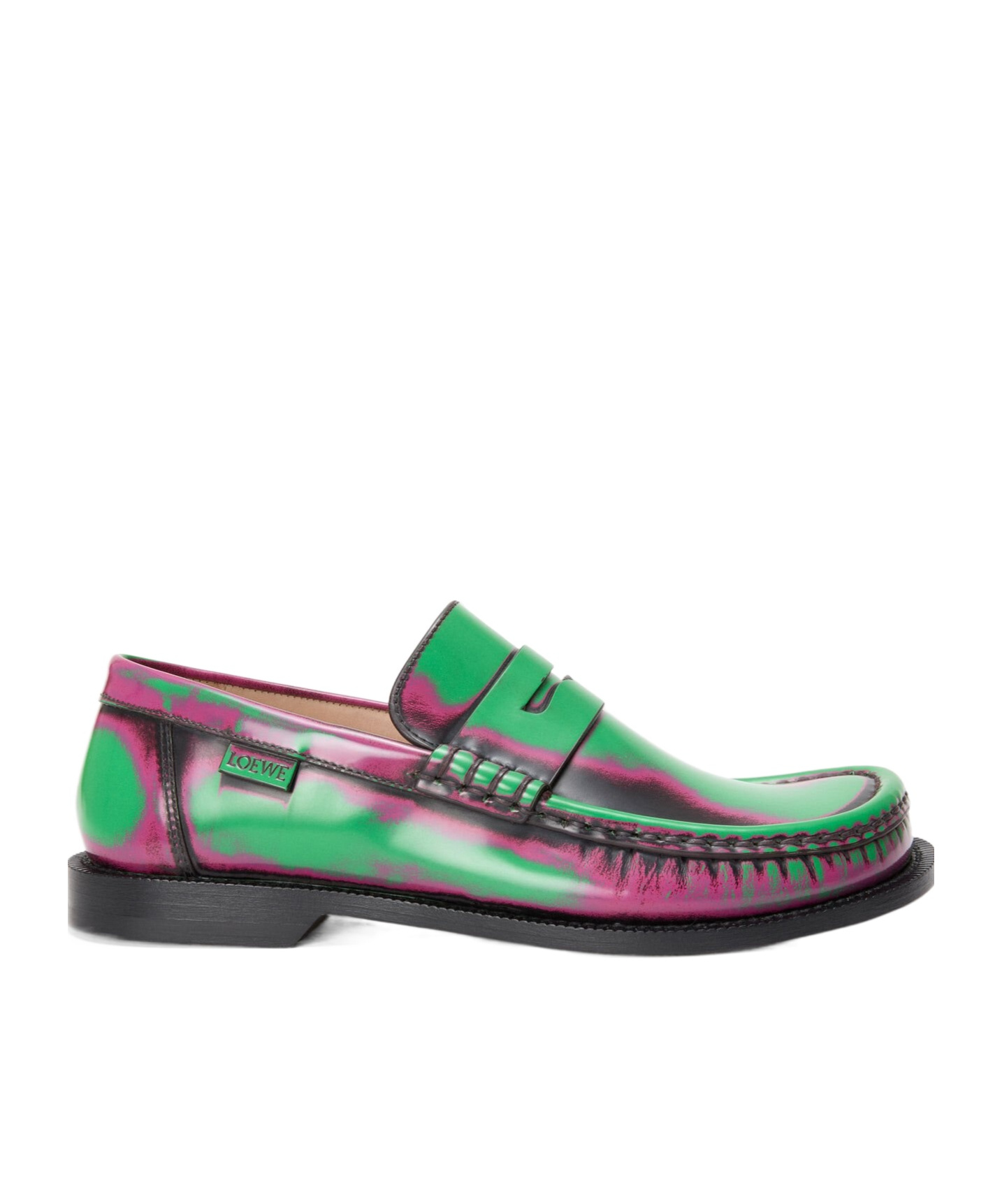 Loewe Campo Loafer In Brushed Calfskin In Green/pink/burgundy