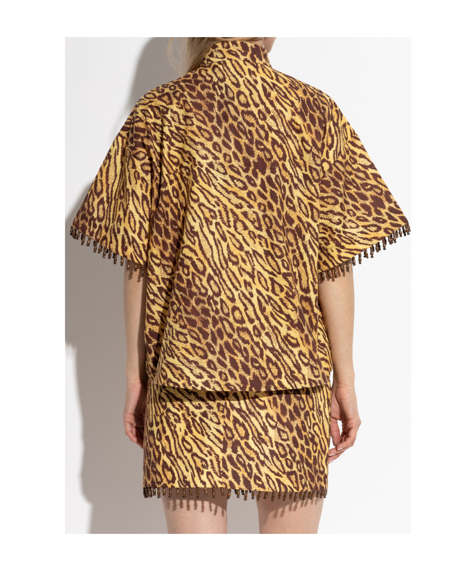 ZIMMERMANN ZIMMERMANN COCO LEOPARD PRINTED BEADED FRINGE SHIRT