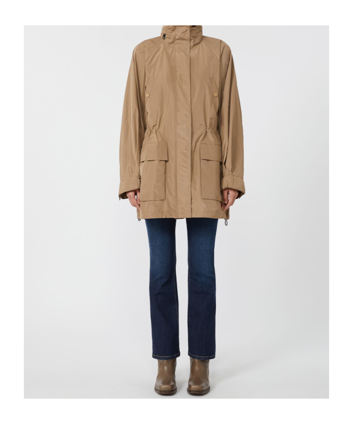 Weekend Max Mara Water-repellent Taffeta Windbreaker In Brown