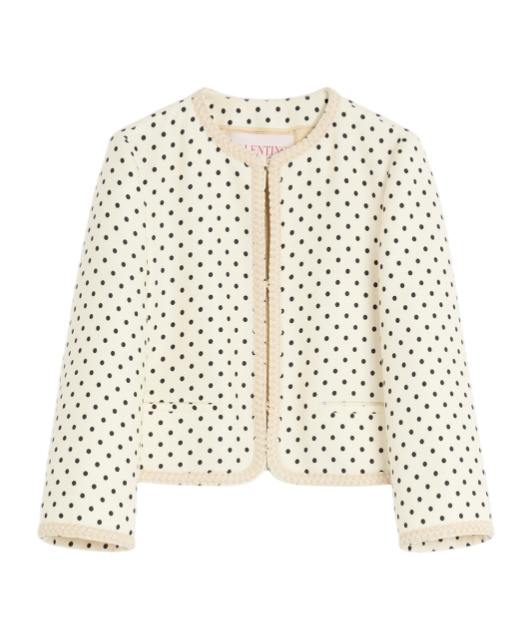 Valentino Supergran Polka Dot Printed Blazer In Light Beige/black