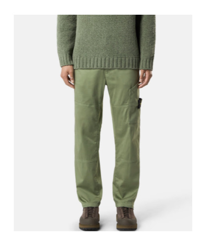 Stone Island Logo-patch Panelled Trousers In Green