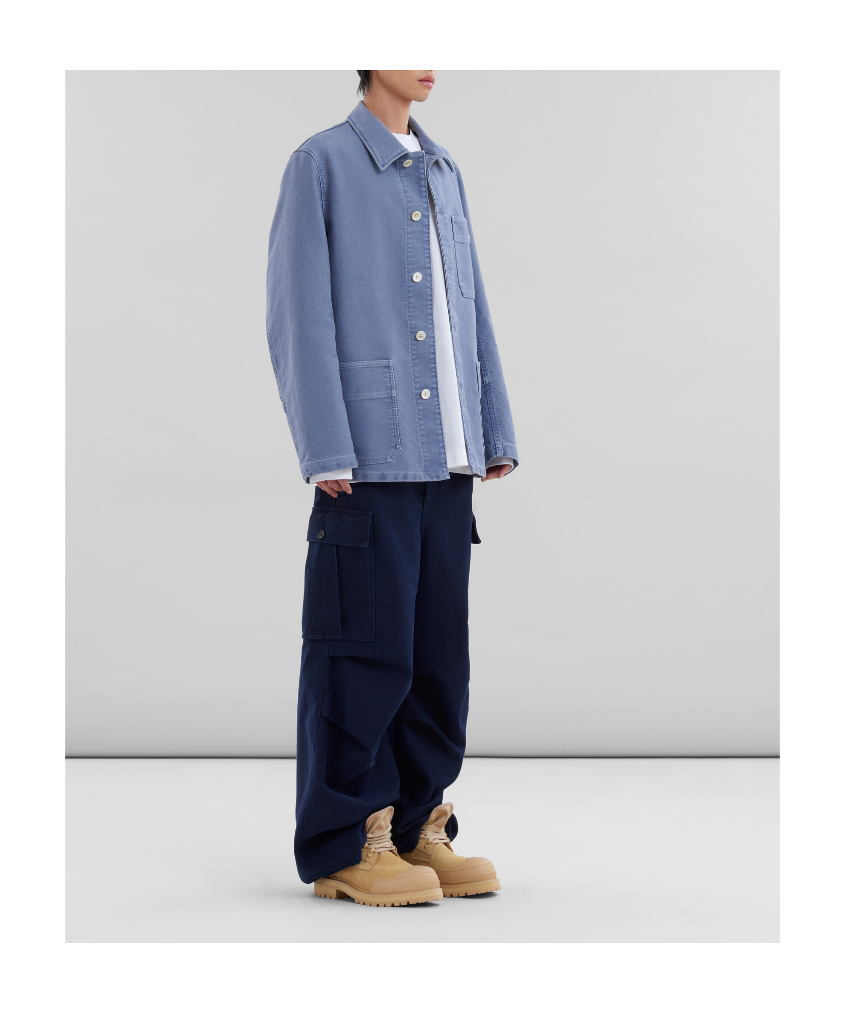 Marni Cotton Twill Shirt Jacket In Blue