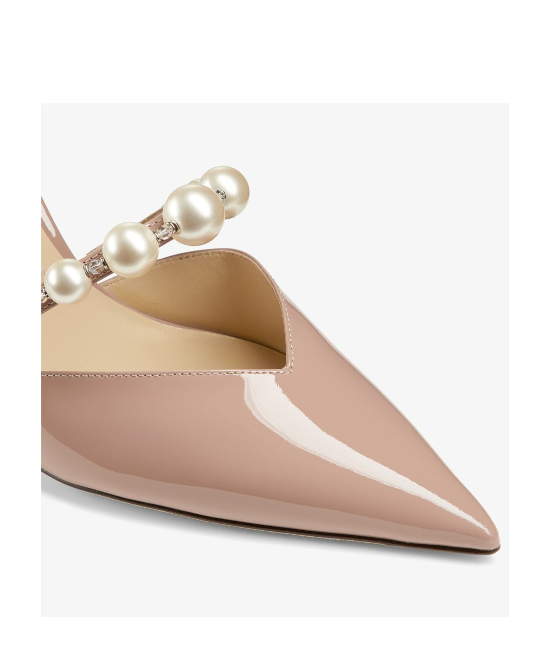 Jimmy Choo Aurelie 65 Patent Decollete With Pearl Decorations In Nude