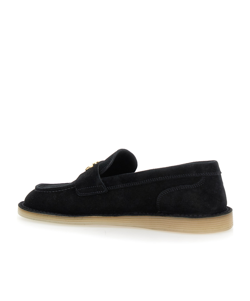 Dolce & Gabbana Logo-lettering Loafers In Black