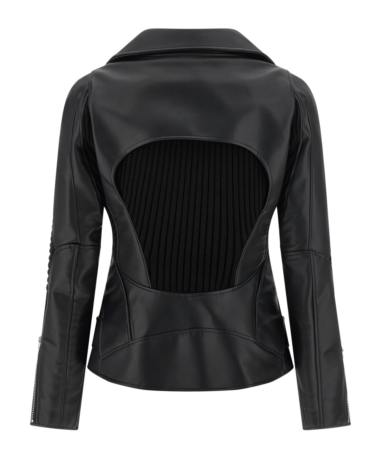 Junya Watanabe Zippered Long-sleeved Leather Jacket In Black