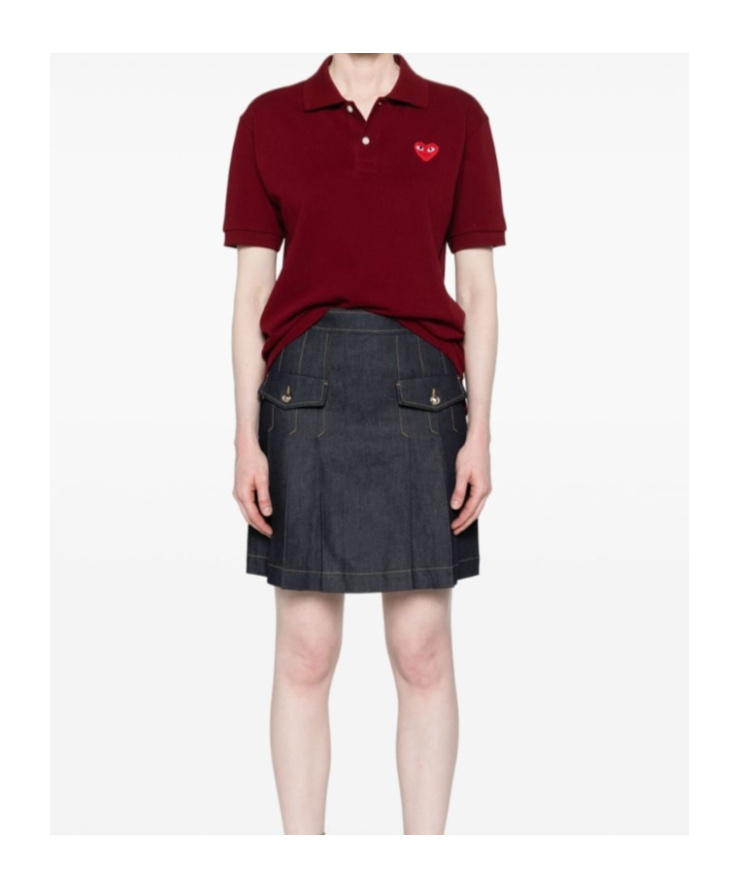 Comme Des Garçons Heart-patch Cotton Polo Shirt In Red