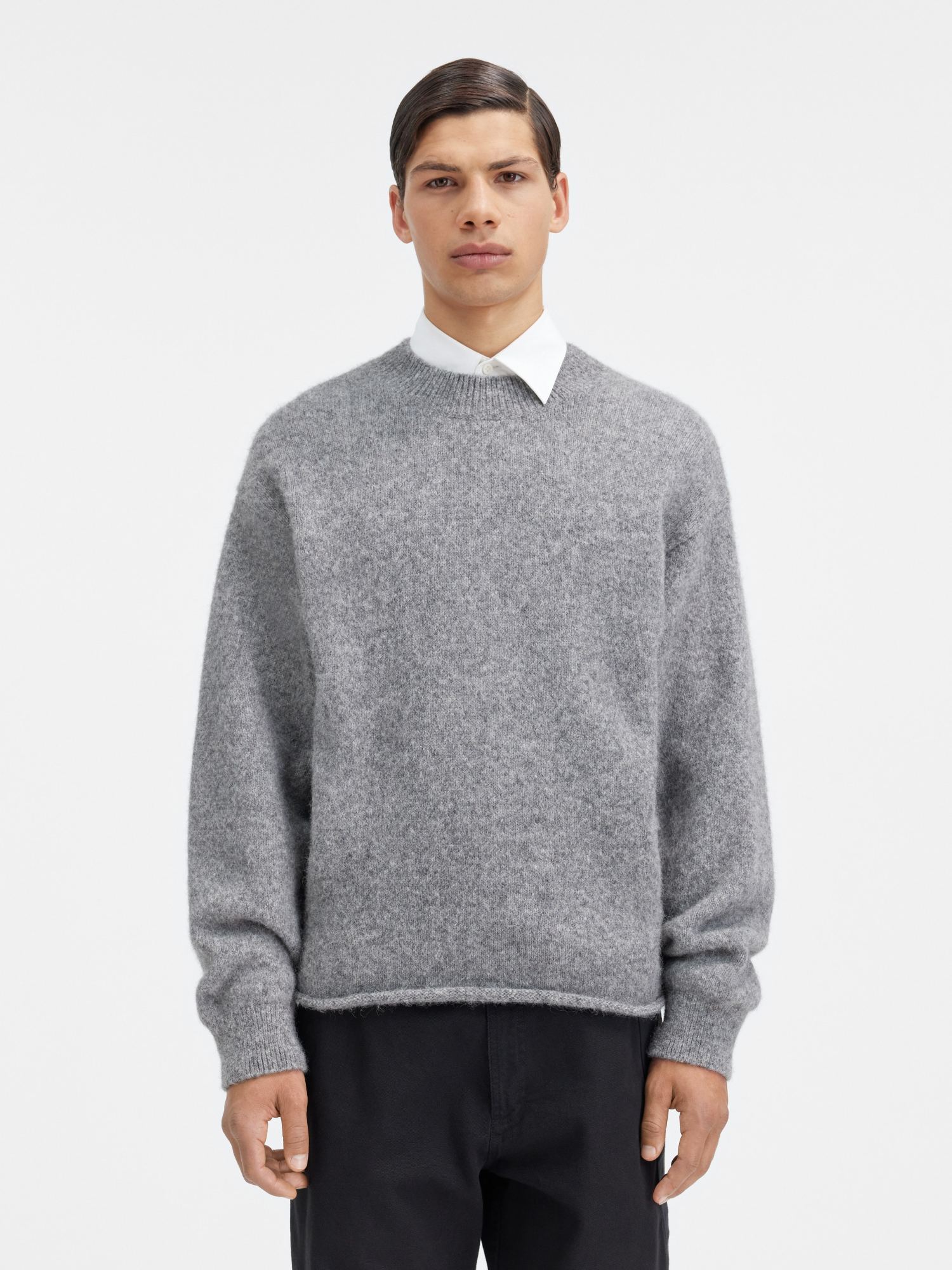 Jacquemus Jacquard Logo Alpaca Sweater In Gray