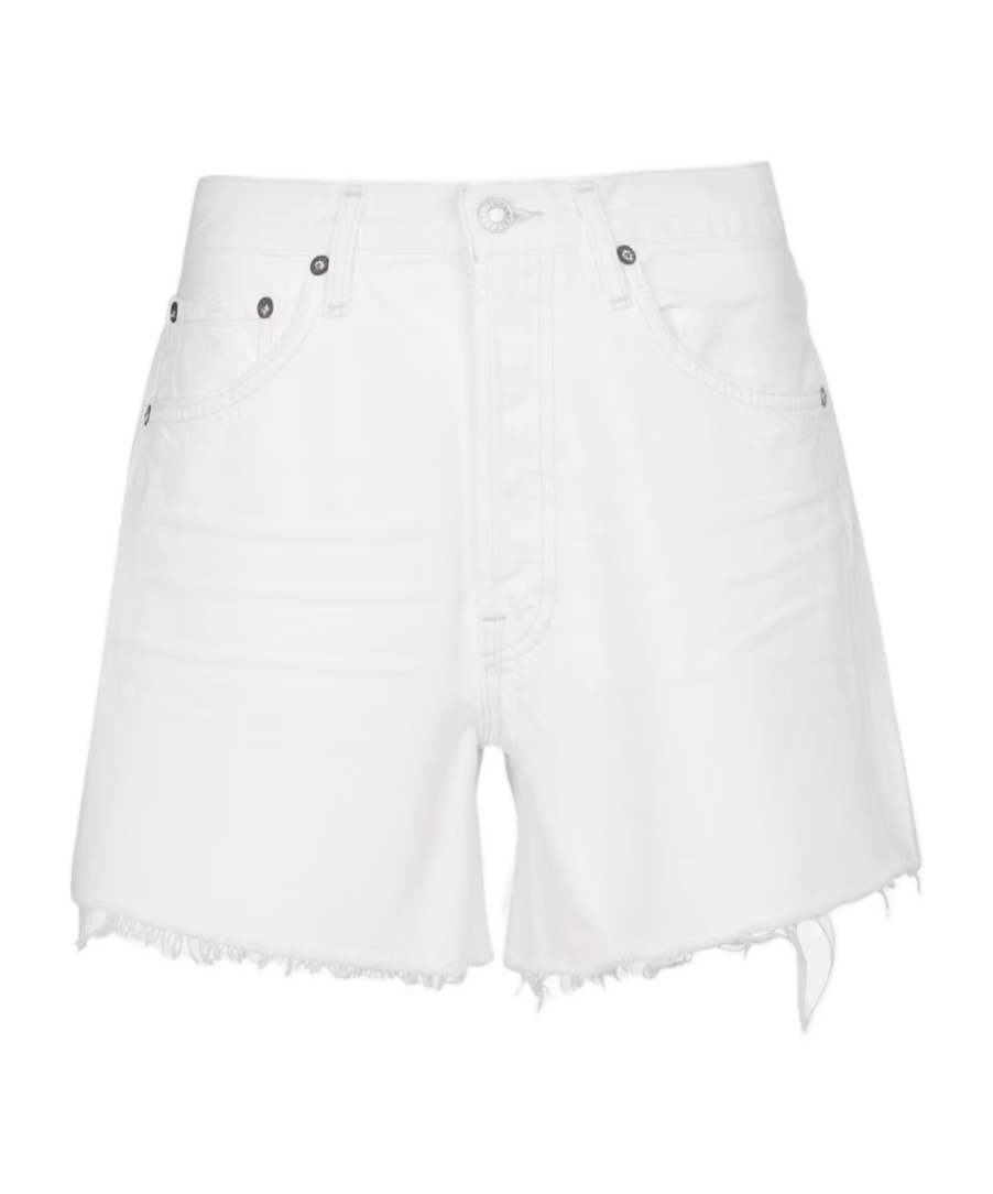 Agolde Parker Mid-rise Denim Shorts In White