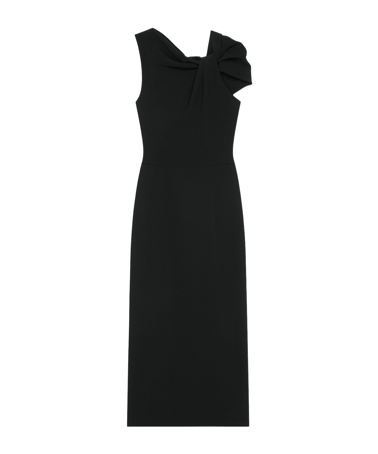 Givenchy Draped-detail One-shoulder Midi Dress In Black