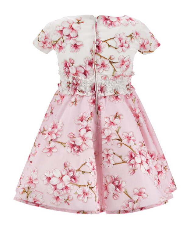 Monnalisa Floral-print Dress In Pink
