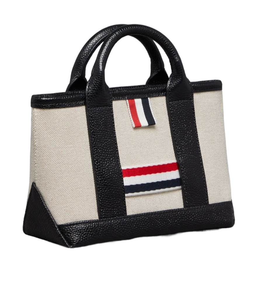 Thom Browne Mini Tool Leather Tote Bag In Black