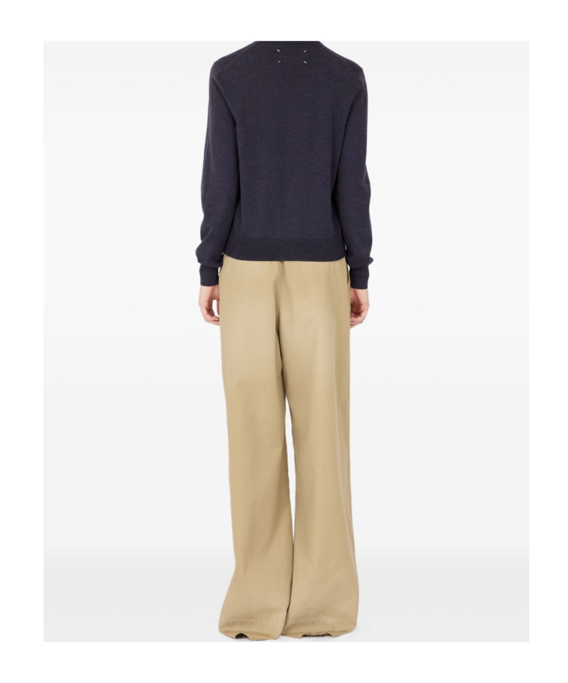 Maison Margiela Ribbed Trim V-neck Cardigan With Long Sleeves In Black