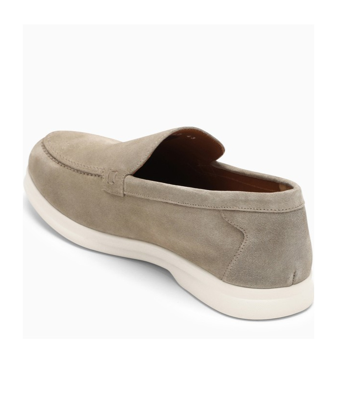 Doucal's Suede Leather Moccasin In Sand Color In Nude