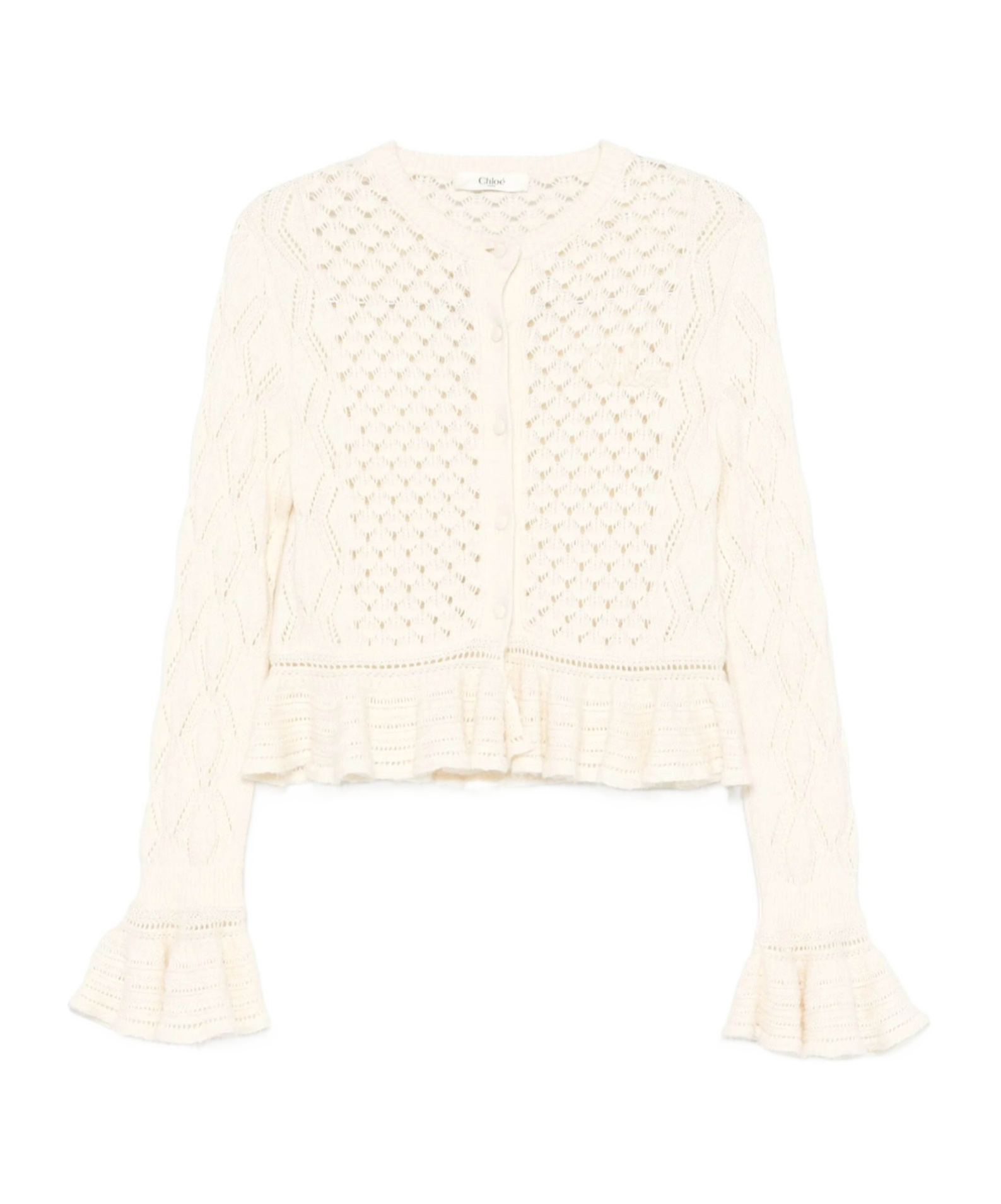 Chloé Latte-colored Crochet Cardigan In Blend In Neutral
