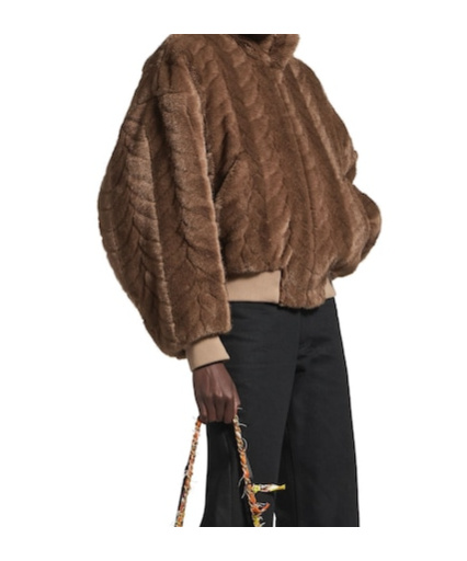 Balenciaga Embossed Fleece Bomber Jacket In Brown