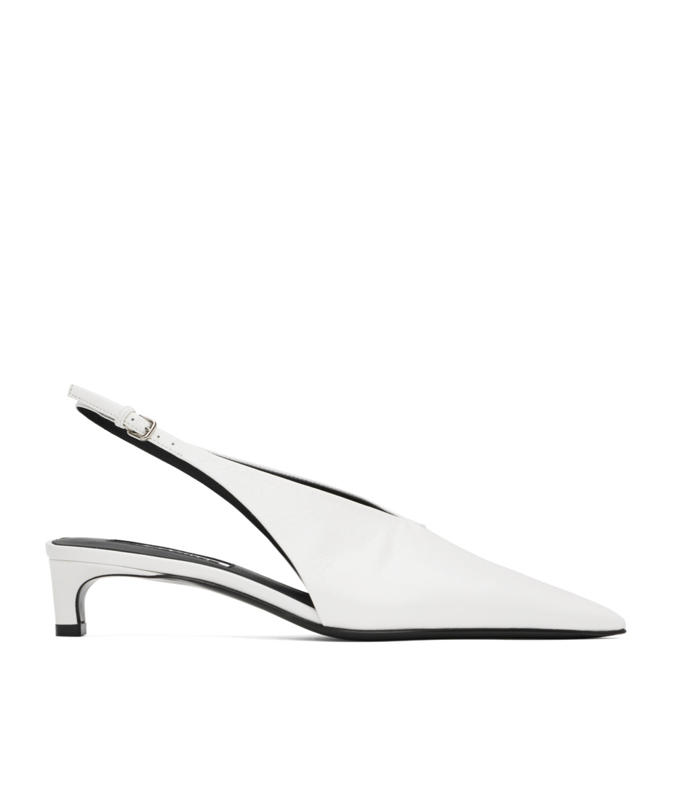 Jil Sander White Slingback Heels In White