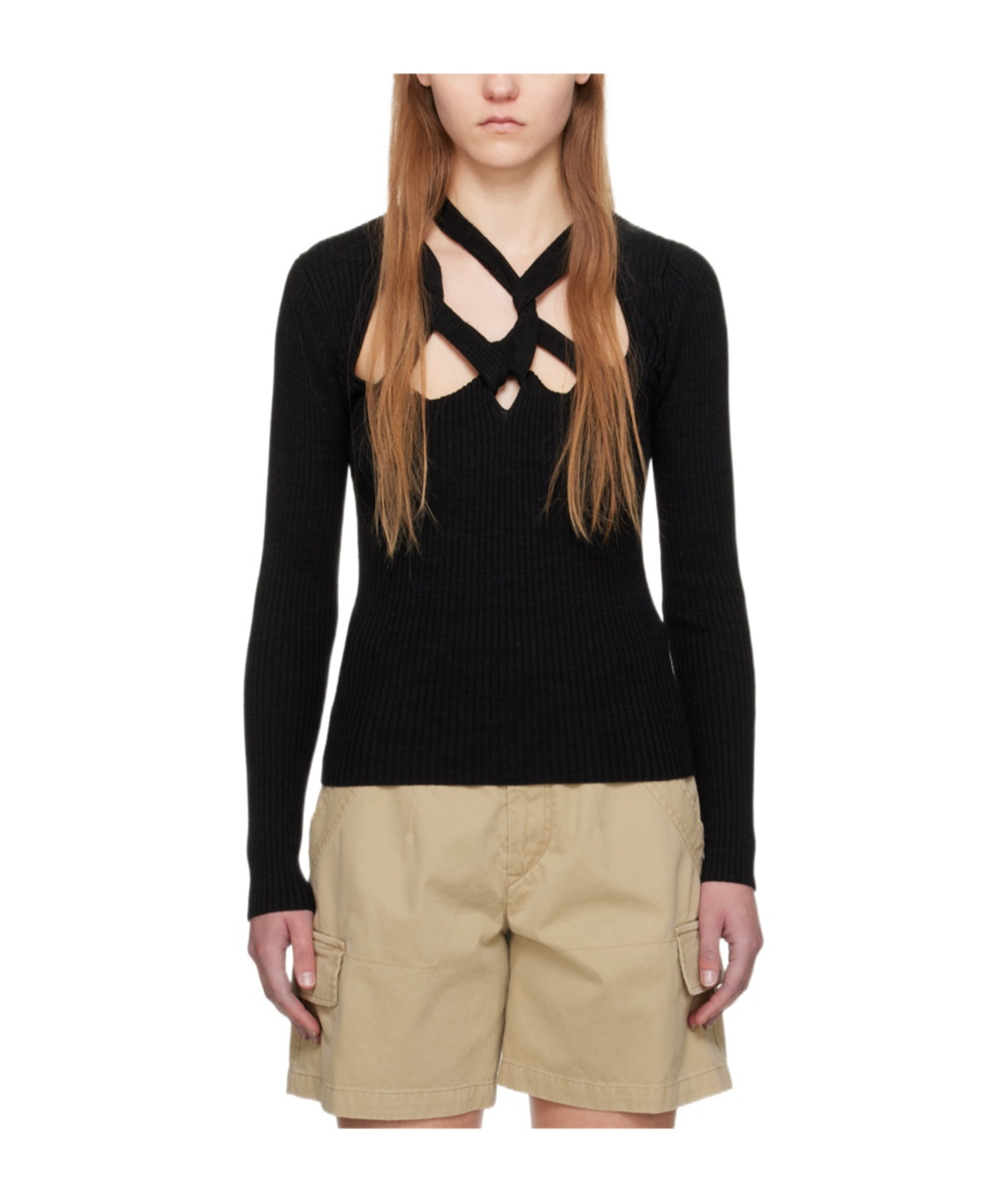 Isabel Marant Hollowed-out Detail Wool Sweater In Black