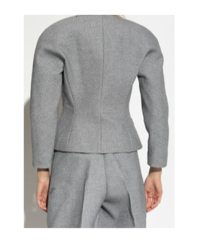 Jacquemus Textured-fabric Fitted Jacket In Gray