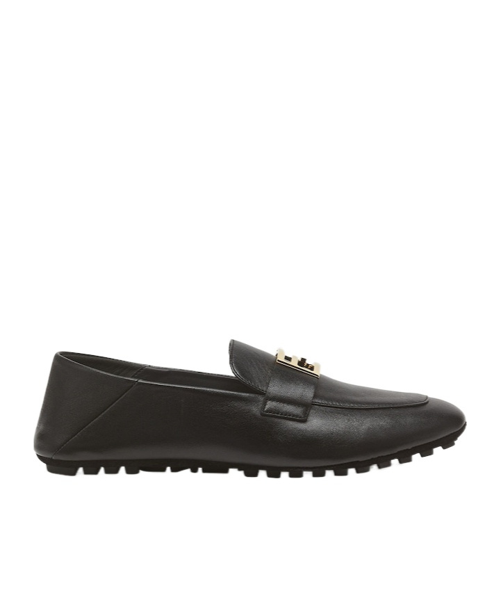 Fendi Baguette Folded Heel Leather Loafer In Black