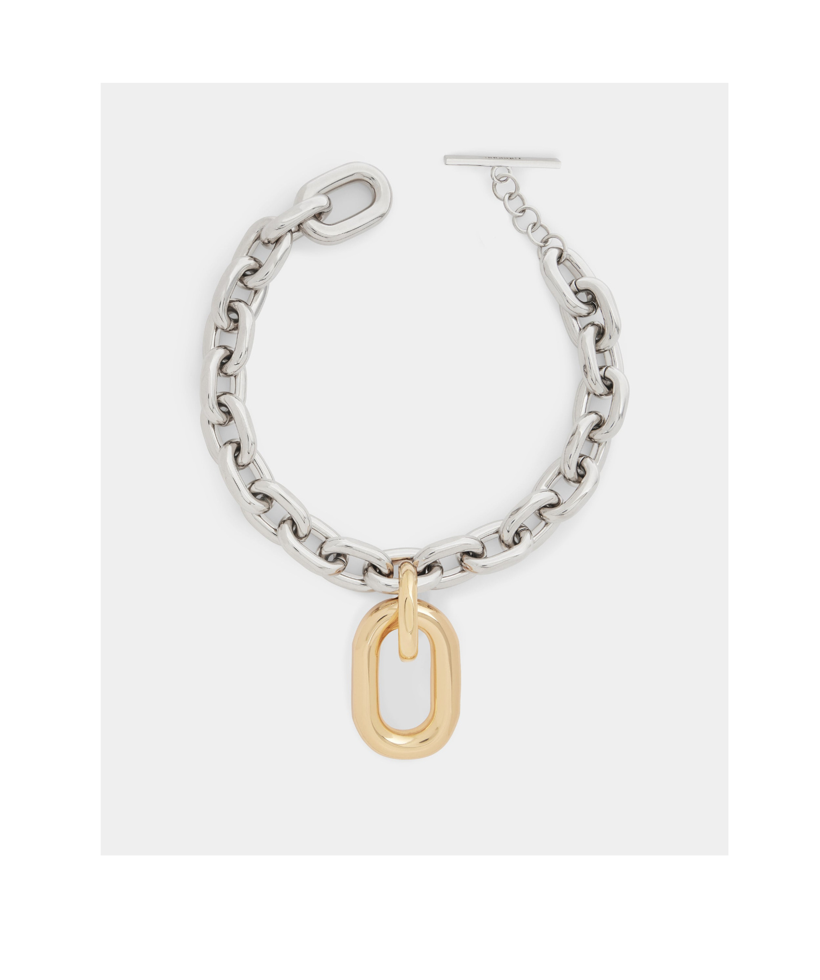 Rabanne Silver-colored Necklace With Pendant And Engraved Logo In Brass Woman In White
