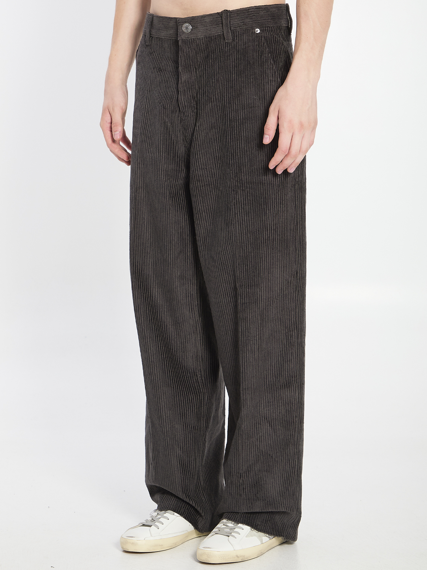 Ami Alexandre Mattiussi Ami Paris Grey Corduroy Wide-leg Trousers Ami Paris In Gray