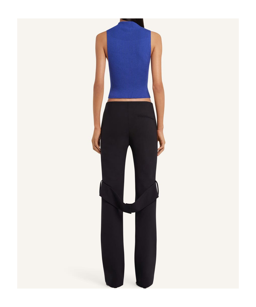 Courrèges Ribbed Cropped Top In Sapphire